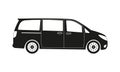 Minivan car icon. Side view. Family minibus vehicle silhouette. Black van car. Vector illustration Royalty Free Stock Photo